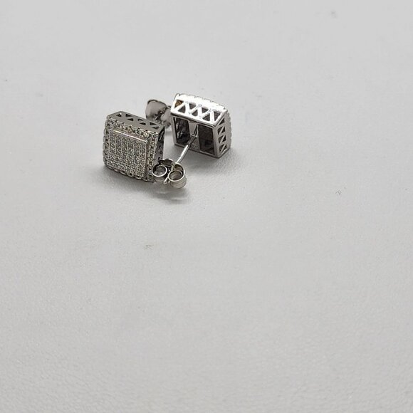 Brand New Sterling Silver 925 Square cz Earrings - Picture 4 of 5